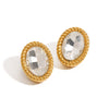 Jewelry Stainless Steel Geometric Oval Earrings With Electroplating