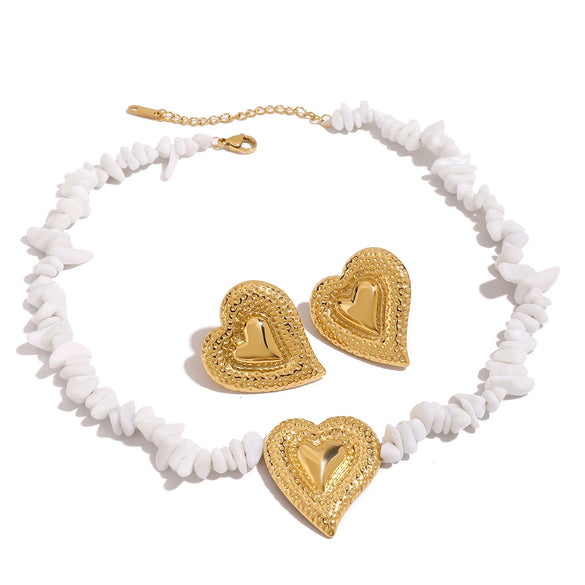 Jewelry Stainless Steel Geometric Pattern Electroplated Light Luxury Necklace And Earrings