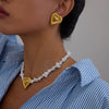 Jewelry Stainless Steel Geometric Pattern Electroplated Light Luxury Necklace And Earrings