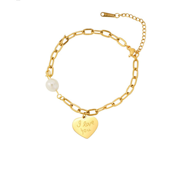 Jewelry Stainless Steel Geometric Peach Heart Electroplated Bracelet For Women And Unisex