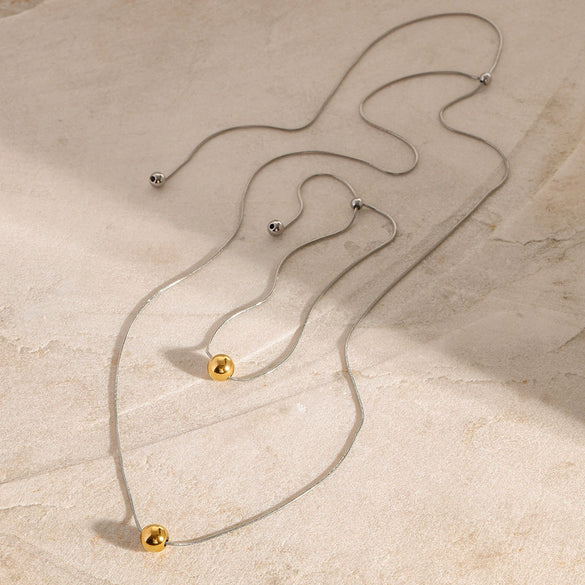 Jewelry Stainless Steel Geometric Pendant Necklace With Gold And Silver Contrast Color Electroplating Style Snake Bone Chain