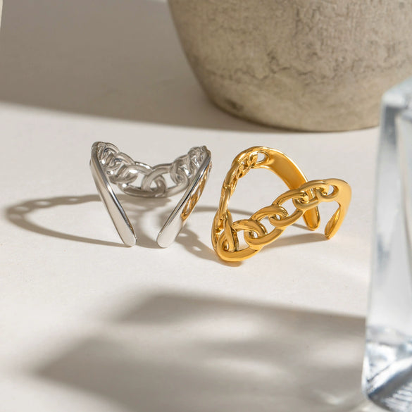 Jewelry Stainless Steel Geometric Ring With Electroplating And Adjustable Opening Ring