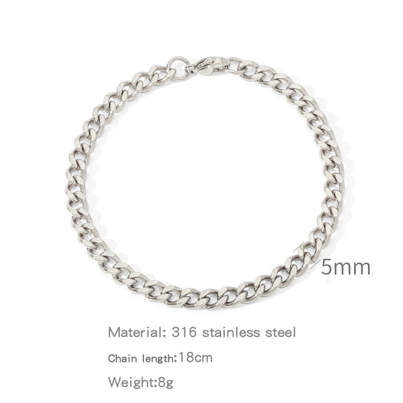 Jewelry Stainless Steel Geometric Single Grinding Electroplating Unisex Bracelet