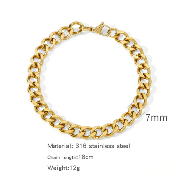 Jewelry Stainless Steel Geometric Single Grinding Electroplating Unisex Bracelet