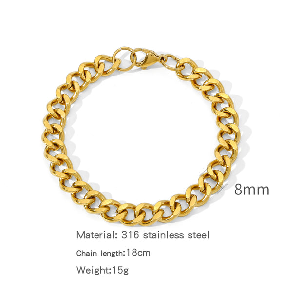 Jewelry Stainless Steel Geometric Single Grinding Electroplating Unisex Bracelet