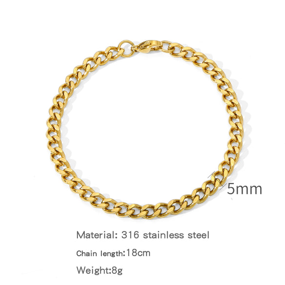 Jewelry Stainless Steel Geometric Single Grinding Electroplating Unisex Bracelet