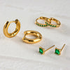 Jewelry Stainless Steel Geometric Square Zircon Earrings Three Piece Set Electroplating For Women