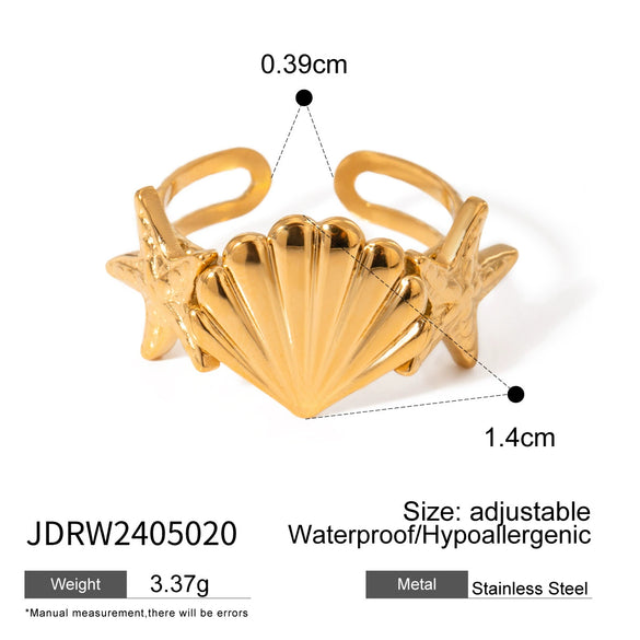 Jewelry Stainless Steel Geometric Starfish Conch Opening Electroplated Ocean Series