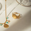 Jewelry Stainless Steel Geometric Starfish Conch Opening Electroplated Ocean Series