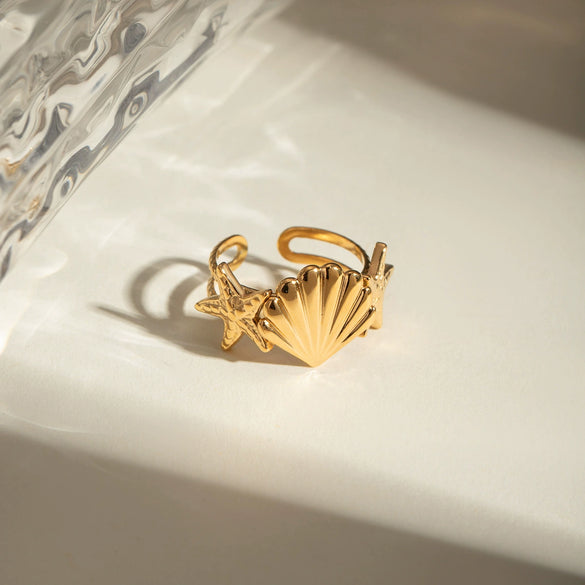 Jewelry Stainless Steel Geometric Starfish Conch Opening Electroplated Ocean Series