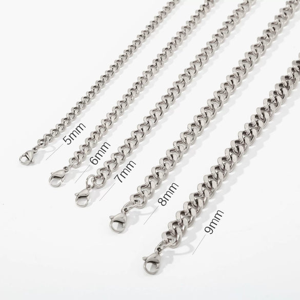 Jewelry Stainless Steel Geometric Wave Cuban Necklace With Electroplating Treatment Unisex
