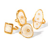 Jewelry Stainless Steel Glue Shell Geometric Flower Open Ring For Women
