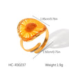 Jewelry Stainless Steel Glue Shell Geometric Flower Open Ring For Women