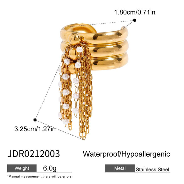 Jewelry Stainless Steel Gold And Silver Color Matching Tassel Open Ring Women's Electroplated