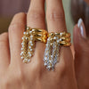 Jewelry Stainless Steel Gold And Silver Color Matching Tassel Open Ring Women's Electroplated