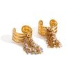 Jewelry Stainless Steel Gold And Silver Color Matching Tassel Open Ring Women's Electroplated
