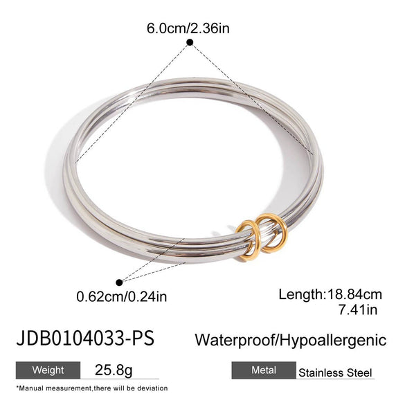Jewelry Stainless Steel Gold Double Ring Bracelet Electroplating Geometric Design
