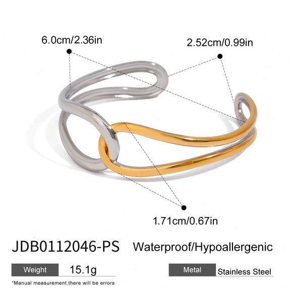 Jewelry Stainless Steel Gold Double Ring Bracelet Electroplating Geometric Design