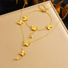 Jewelry Stainless Steel Gold Plated Butterfly Dragonfly Insect Tassel Chain Necklace Bracelet