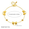 Jewelry Stainless Steel Gold Plated Retro Round Bow With Butterfly Dragonfly Insect Pattern For Women