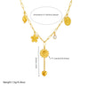 Jewelry Stainless Steel Goldplated Sunflower Leaf Oval Disc Pendant Necklace