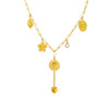 Jewelry Stainless Steel Goldplated Sunflower Leaf Oval Disc Pendant Necklace