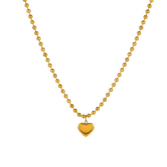 Jewelry Stainless Steel Heart Bead Light Trendy Love Drops Bells Design Women's Box Chain Set
