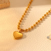 Jewelry Stainless Steel Heart Bead Light Trendy Love Drops Bells Design Women's Box Chain Set