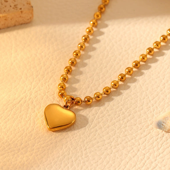Jewelry Stainless Steel Heart Bead Light Trendy Love Drops Bells Design Women's Box Chain Set