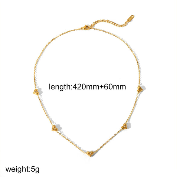 Jewelry Stainless Steel Heart Pattern Electroplated Women's Regular Chain Necklace And Bracelet