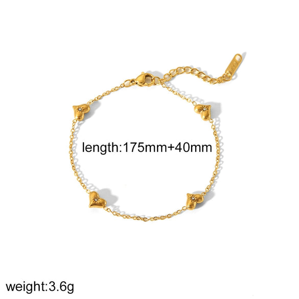 Jewelry Stainless Steel Heart Pattern Electroplated Women's Regular Chain Necklace And Bracelet