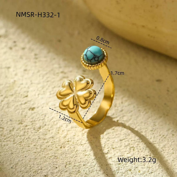 Jewelry Stainless Steel Heart Shape Electroplating Fashion Design Natural Stone