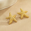 Jewelry Stainless Steel Heart Shape Electroplating Women's Fashion Ol Starfish Necklace Earrings Ring Suit