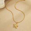 Jewelry Stainless Steel Heart Shape Electroplating Women's Fashion Ol Starfish Necklace Earrings Ring Suit