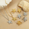 Jewelry Stainless Steel Heart Shape Electroplating Women's Fashion Ol Starfish Necklace Earrings Ring Suit