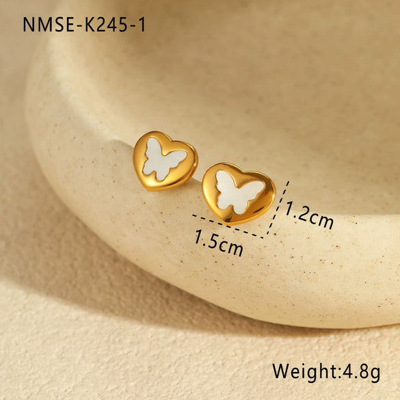 Jewelry Stainless Steel Heartshaped Animal Zodiac Electroplating Women's Necklace And Earrings