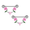 Jewelry Stainless Steel Heartshaped Mushroom Rose Breast Ring With Rhinestones Electroplating Animal Zodiac Style