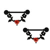 Jewelry Stainless Steel Heartshaped Mushroom Rose Breast Ring With Rhinestones Electroplating Animal Zodiac Style