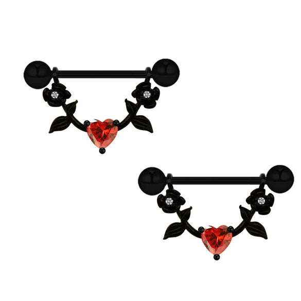 Jewelry Stainless Steel Heartshaped Mushroom Rose Breast Ring With Rhinestones Electroplating Animal Zodiac Style