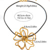 Jewelry Stainless Steel Hollow Flower Pendant Necklace With Electroplating Treatment And Cowhide Rope