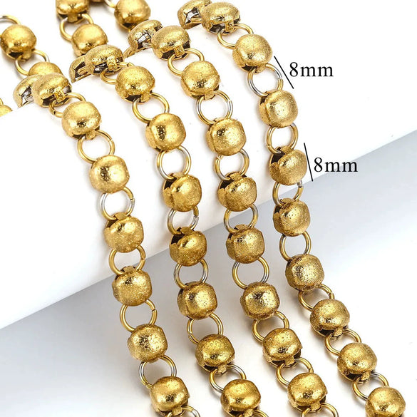 Jewelry Stainless Steel Hollow Goldplated Necklace With Brushed Barrel Gold Chain And Vacuum Gold Plating Treatment