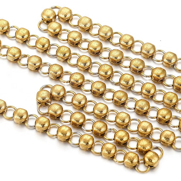 Jewelry Stainless Steel Hollow Goldplated Necklace With Brushed Barrel Gold Chain And Vacuum Gold Plating Treatment
