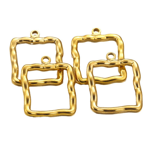Jewelry Stainless Steel Hydraulic Hollow Square Pendant Hiphop Punk Style Necklace Electroplated