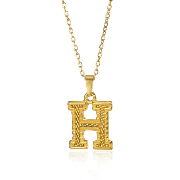 Jewelry Stainless Steel Imitation Gold Metallic Stylish Electroplated Letter Necklace