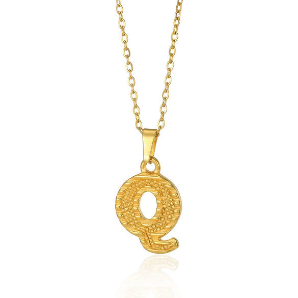 Jewelry Stainless Steel Imitation Gold Metallic Stylish Electroplated Letter Necklace