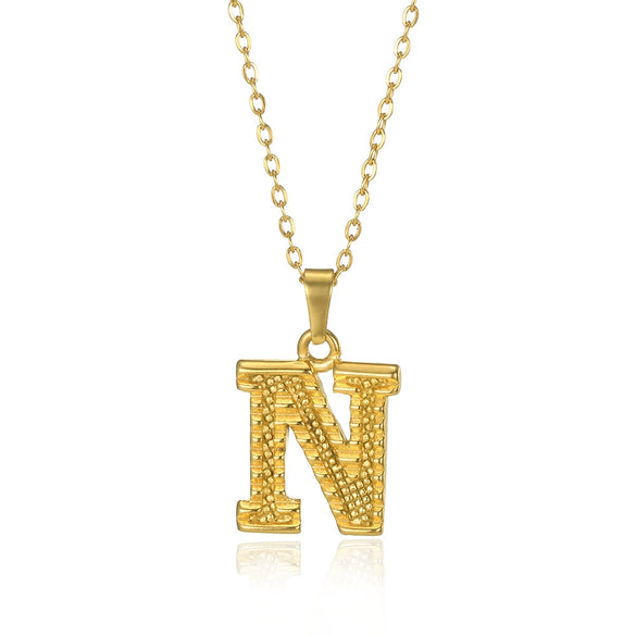 Jewelry Stainless Steel Imitation Gold Metallic Stylish Electroplated Letter Necklace