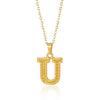 Jewelry Stainless Steel Imitation Gold Metallic Stylish Electroplated Letter Necklace