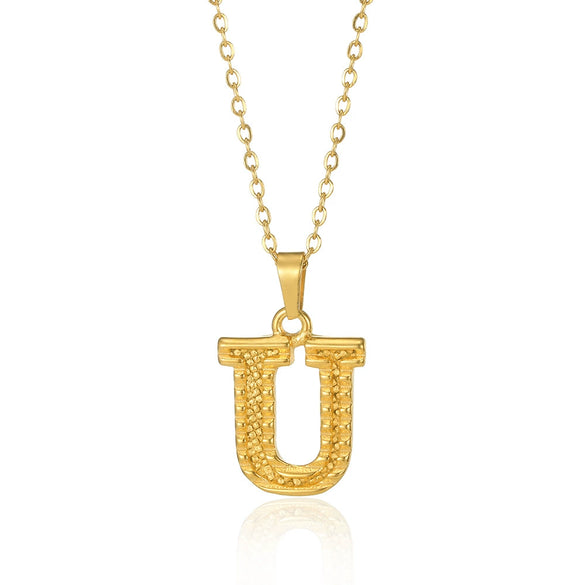 Jewelry Stainless Steel Imitation Gold Metallic Stylish Electroplated Letter Necklace