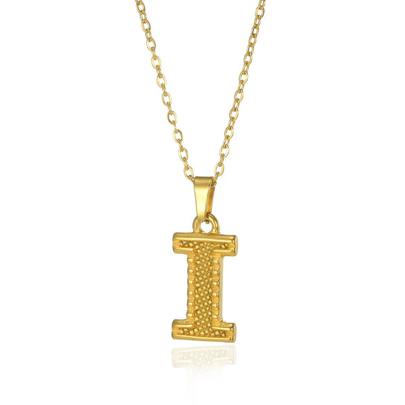 Jewelry Stainless Steel Imitation Gold Metallic Stylish Electroplated Letter Necklace