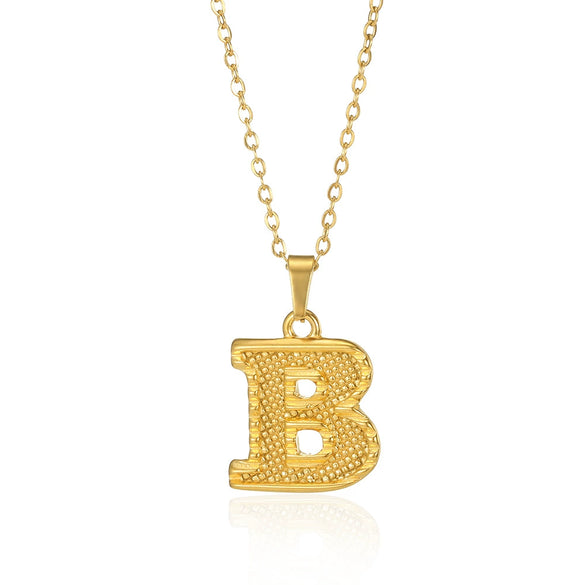 Jewelry Stainless Steel Imitation Gold Metallic Stylish Electroplated Letter Necklace